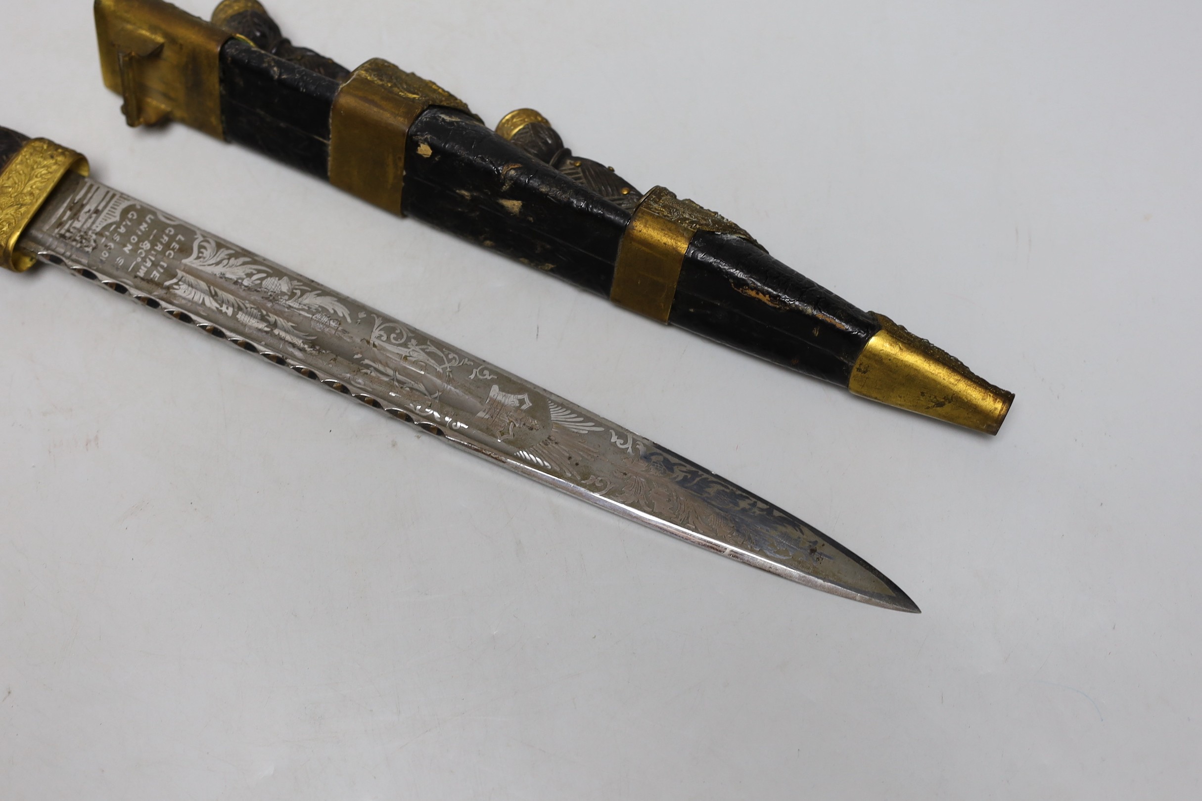 A Victorian Scottish dirk, Cairngorm lacking, 45cms long
